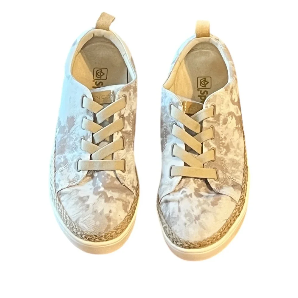 Spenco Malibu 21 Slip On Comfort‎ Sneakers Gray Tie Dye Canvas No Tie 8.5D